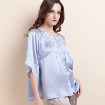 金三塔夏季新品 100%桑蠶絲刺繡高端家居服，優雅與舒適的完美結合