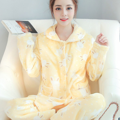 Vanled秋冬季加厚珊瑚絨睡衣 保暖舒適，時尚碎花設計